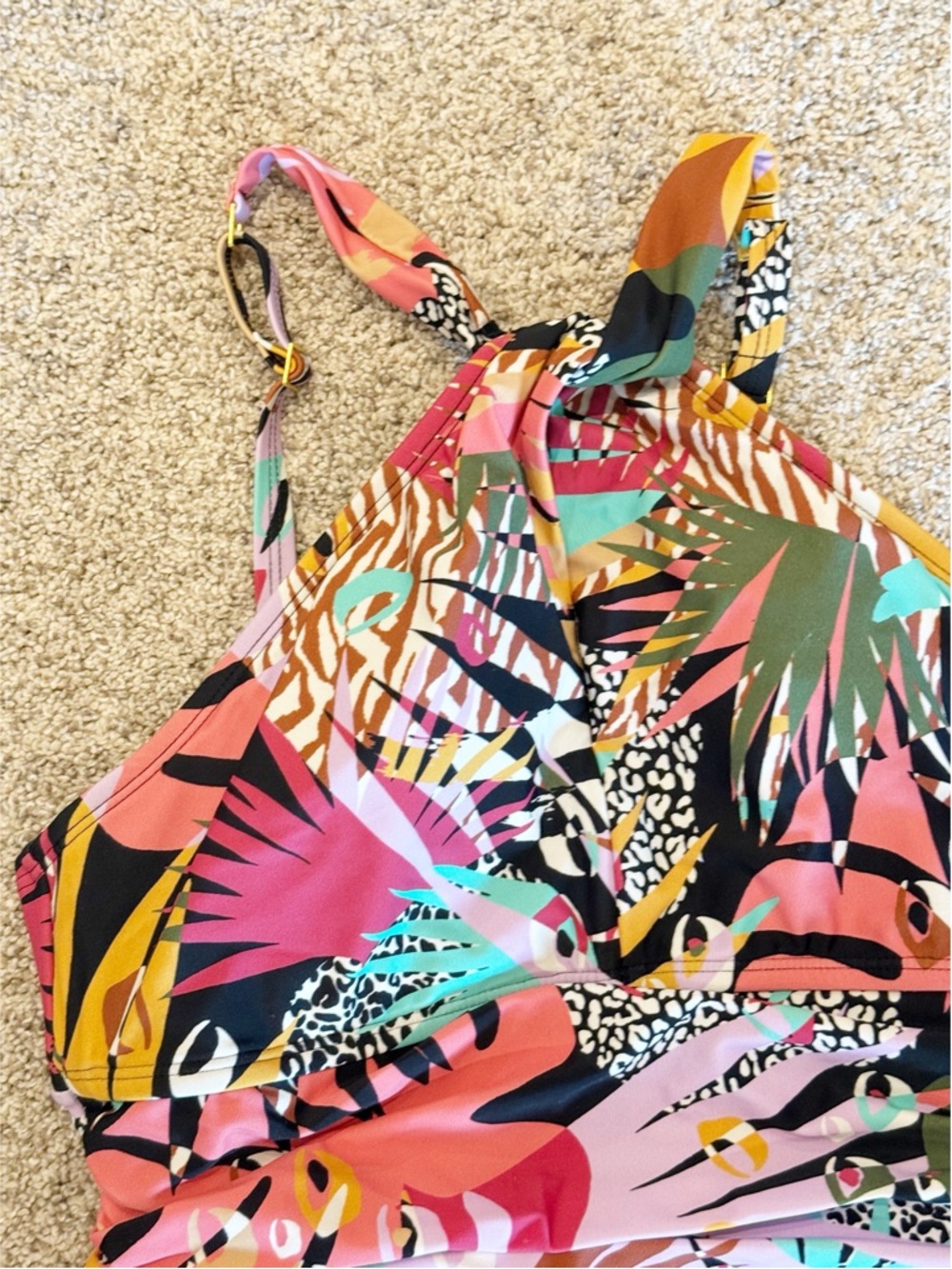 Bleu Rod Beattie Tropical Print One Piece Swimsuit Size 6 - Picture 2 of 6